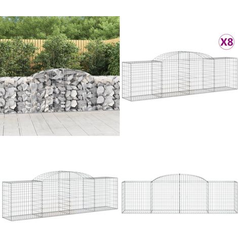Gabionen mit Hochbogen 8 Stk. 300x50x80/100 cm Verzinktes Eisen - Gabionen - Gabionenkorb - Gartendeko - Zaun - Sichtschutz - Home & Living (1/5)