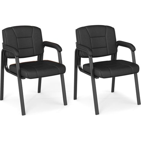 Set mit 2 schwarzen Konferenzstühlen mit gepolsterten Armlehnen