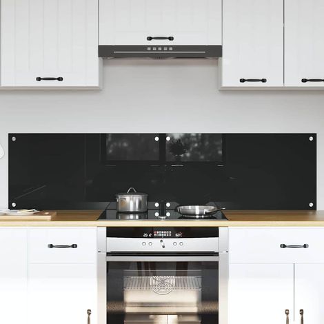 Küchenrückwand 2 pcs Schwarz 80 x 40 cm Gehärtetes Glas