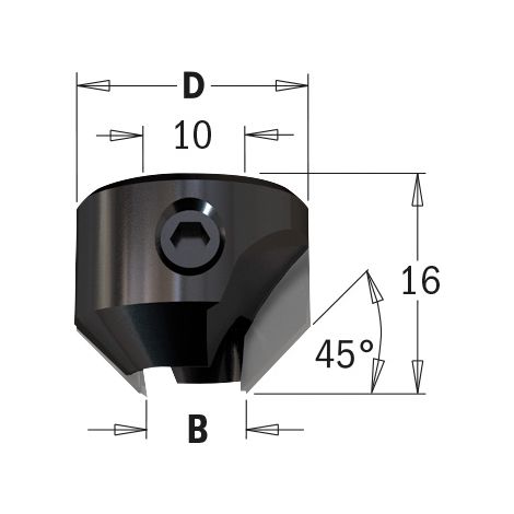 315.200.12 FRAISEUSES 45° HW Z2 L=16 D=20 d=5-10 SX