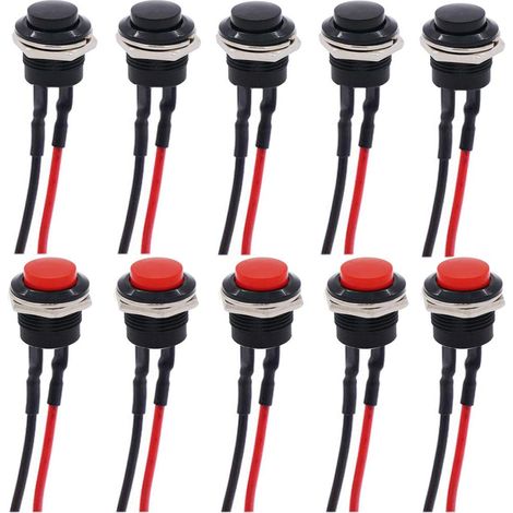 bouton poussoir 16mm,momentary push button,Interrupteur d'alimentation 16mm,rond interupteur push,mini interrupteur,AC 6A / 125V 3A / 250V Rouge/noir (1/5)