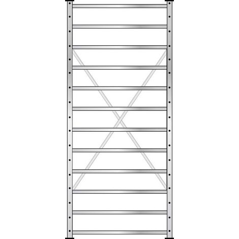 BRB Fächerregal, Stecksystem, erweiterbar, glanzverzinkt, HxBxT 2x870x415 mm, mit 12 Fachböden