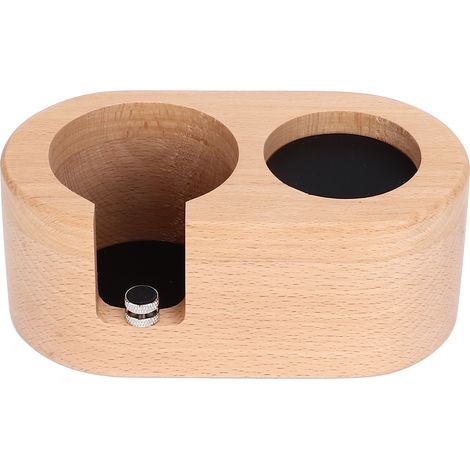 Schubladenartige Halterung für 58-mm-Kaffeefilterhalter, rutschfeste Tamperstation aus Holz mit Kaffeesatzbehälter (1/5)