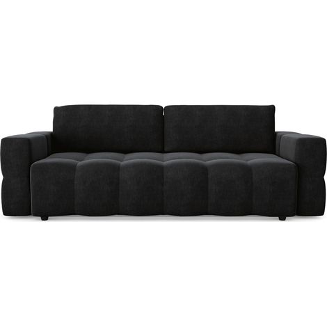 Canapé convertible coffre noyer 4 places en velours anthracite foncé (1/5)
