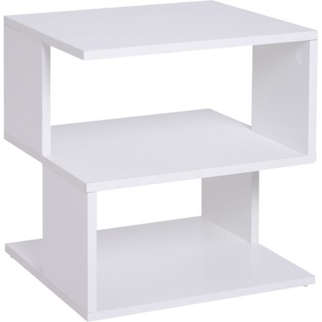 Tavolino da Caffè Design Bianco 2 Ripiani Aperti Legno 40x40x43cm