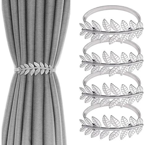 CCYKXA4XEmbrasses de Rideaux,Attache Rideaux Fenetre Pince Cordes à Pinces Réglables ArgentéFeuilles Sangle de Décoration de Rideau pour Maison Bureau Hôtel (1/5)