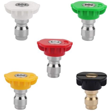 Lot de 5 embouts de buse de pulvérisation pour nettoyeur haute pression DUS-025 à plusieurs degrés - Connexion rapide de 1/4 - 2,5 GPM - Pour nettoyeur haute pression