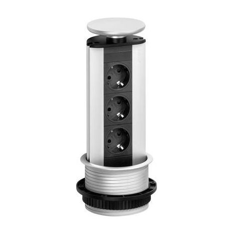 EVOline 93100001 Multipresa verticale a torre 3 scomparti Nero, Argento Schuko 1 pz. (1/2)