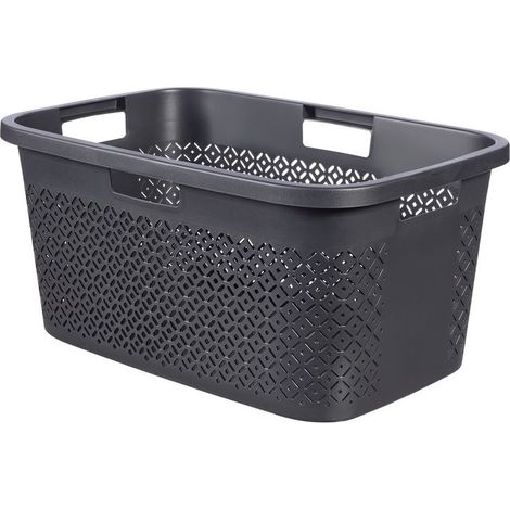 Cesta de ropa Curver Terrazzo negro 47l 38,7x29x59,3