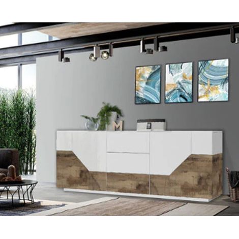 Credenza moderno bianco/acero, 4 ante, 3 cassetti - Alien (1/5)