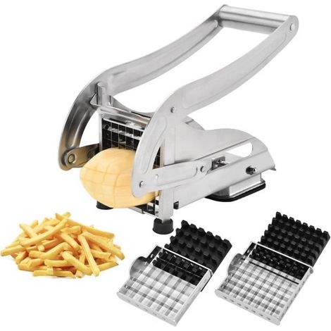 EVINOX Coupe-frites machine inox pro lames trancheuse pommes de terre légumes concombre découper cuisine carotte (1/4)
