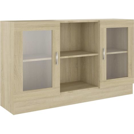 GBLY Vitrinenschrank Sonoma-Eiche 120x30,5x70 cm Holzwerkstoff (1/5)