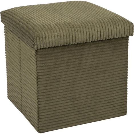 Pouf Coffre Pliable Côtelé "Scott" 38cm Vert