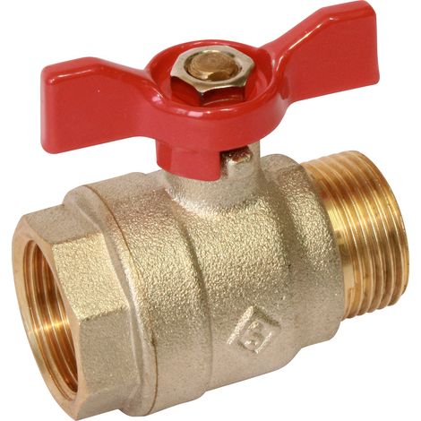 Somatherm – Vanne papillon passage intégral PN30 Mâle Femelle 1/2' (15x21) – Corps laiton CW617N – Température max 90°C – Double joint torique (1/4)