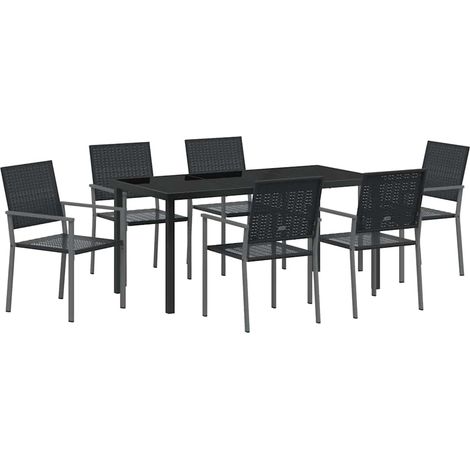 Maison Exclusive - Set da Pranzo per Giardino 7 pcs Nero Rattan in PE