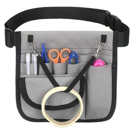 Sac à outils d'infirmière, une poche à rabat, avec ceinture réglable (gris) (1/4)