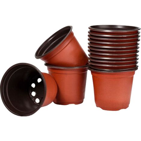 Lot de 100 Pots de Culture PP Rouge (10x8cm, 11x9cm, 12x10cm) pour Semis, Succulentes et Transplantation (1/4)