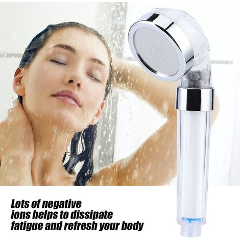 Pommeau de douche portatif à pression d'ions négatifs pour salle de bain, douche et bain (1) (1/5)