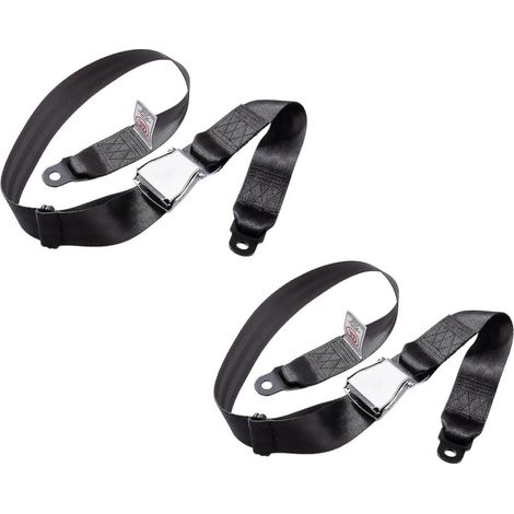 Lot de 2 Ceintures de Sécurité 2 Points Universelles - Boucle d'Aviation Ajustable pour Avion, Bus et Camping-Car - Noir (1/5)