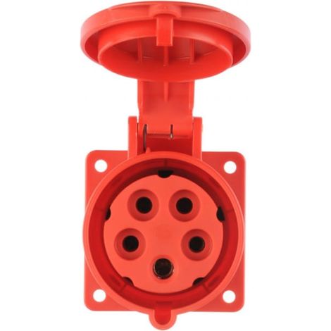 Enchufe de panel 32A 5P 400V /75x75/ rojo IP44 giratorio 325-6f7