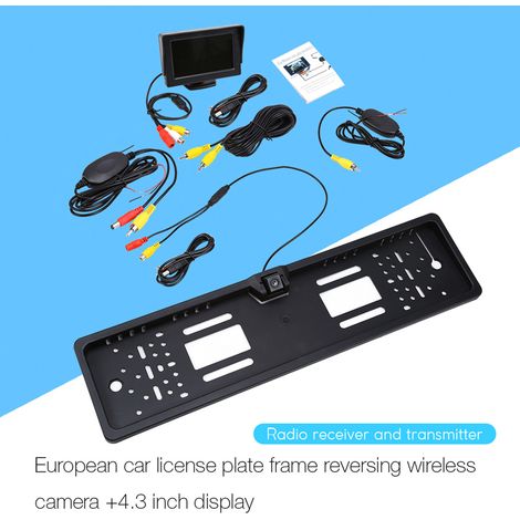 Caméra de recul sans fil pour plaque d'immatriculation, angle 170°, moniteur TFT 4,3 pouces (1/5)