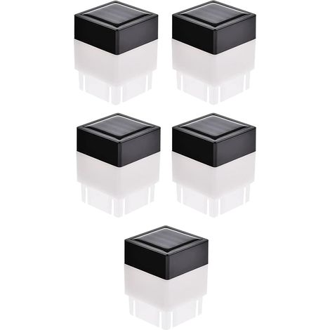 Set mit 5 modernen Solar-Straßenlaternen für den Außenbereich, 5 x 5 cm, für Zaun, Terrasse, Gartendekoration (weiß)