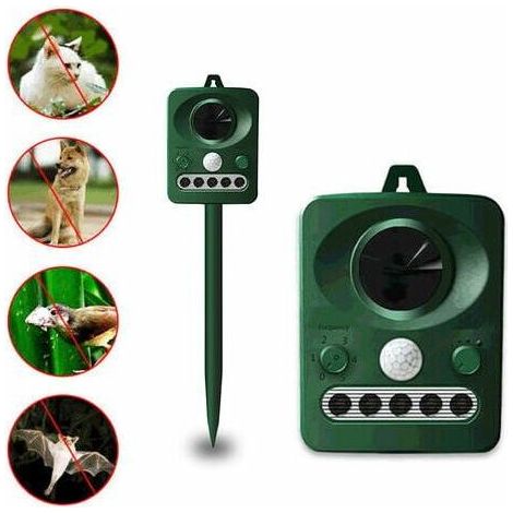 Outdoor Solar Ultrasonic Repellent Grass Green, Solar and USB Dual Charging, Waterproof Design (1/5)