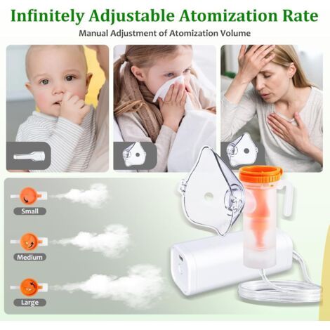 Nébuliseur portable, nébuliseur à compresseur, inhalateur silencieux, convient aux adultes et aux enfants, pour le traitement des maladies respiratoires et de la toux. (1/4)