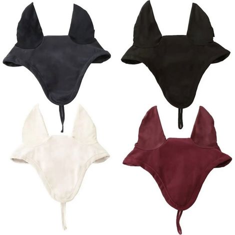 Cob, BLU: Cuffietta lunga antimosche Liza per cavalli misto cotone con orecchie in lycra senza logo