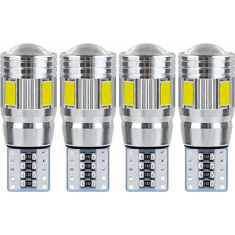 Ampoule T10 W5W led plafonnier voiture led interieur veilleuse led voiture Convient pour les feux de plaque d'immatriculation, les feux latéraux, les feux de position et les plafonniers (4 pièces). (1/4)