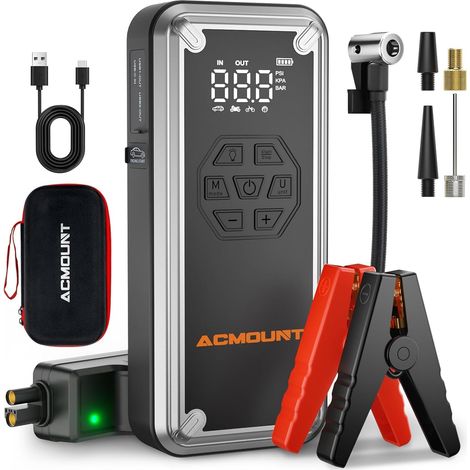 7000A Booster Batterie Voiture avec Gonfleur 150PSI, 21800mAh Demarreur Batterie Voiture avec Lampe 800LM,18W Charge Rapide, Port de QC3.0 pour 12V Vehicules (Tout Gaz/12L Diesel) (1/5)