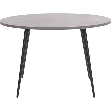 Tavolo da Pranzo Tondo con Piano Effetto Cemento Gambe in Metallo Nero 120 cm Odeon