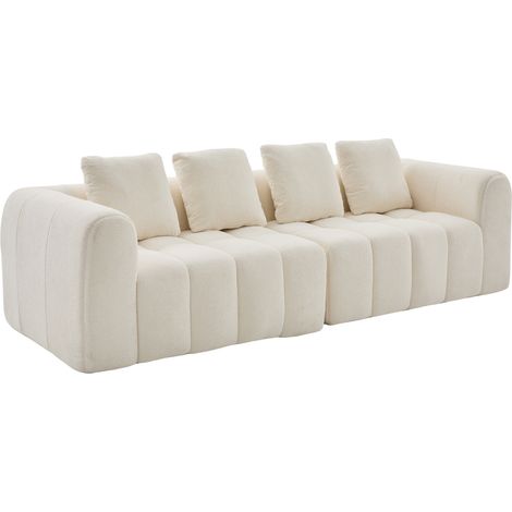 Divano modulare a 3 posti in tessuto beige 260 x 96 x 80 cm senza montaggio (1/5)