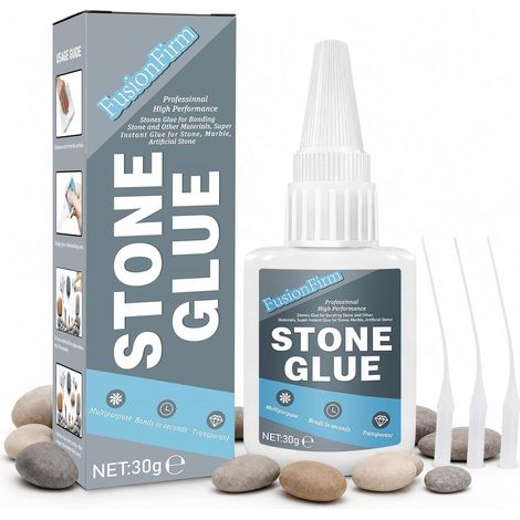 Colle pour pierre transparente 30g, étanche et spécialement conçue pour marbre. Idéale pour la liaison rapide de pierres et autres matériaux, pour pierres naturelles, marbre et pierre artificielle (1/5)