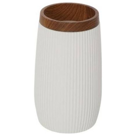 Elegante portacepillos London en color blanco y madera serie premium. (1/3)