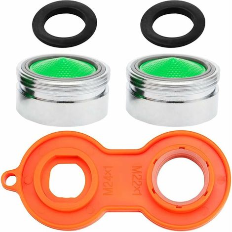 Green Mobility-M24 Mousseur Robinet 6pcs Mousseur Robinet Economiseur d'Eau Embout Brise Jet Robinet Cuisine Matériel +1pc Clé + 2 rondelle pour Mitigeur d'Evier de Cuisine et de Lavabo de Salle de Ba (1/5)