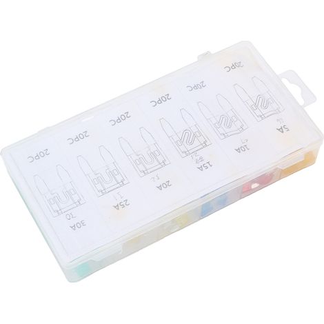 Packung mit 120 universellen Mini-Flachsicherungen 5-10-15-20-25-30A für Motorrad und Auto (1/5)