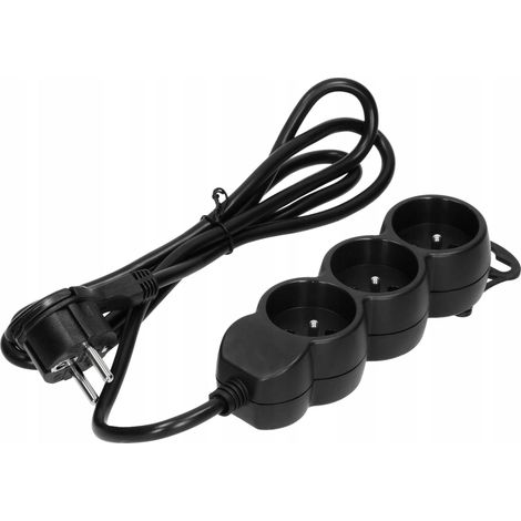 Multiprise ES-4/B/3 - 3 m - Noir - 3 prises - Prises plates - Sûre et pratique (1/5)