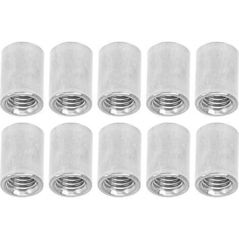 Écrous-raccords ronds 10 pièces, connecteur de tige filetée en acier inoxydable 304, filetage femelle M12x1,75, longueur 35mm, diamètre 16mm (1/5)