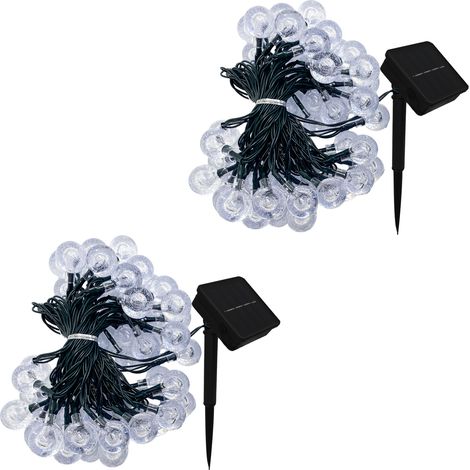 Lot de 2 Guirlande Lumineuse Solaire 50 LED Blanc Chaud 3000K (1/4)
