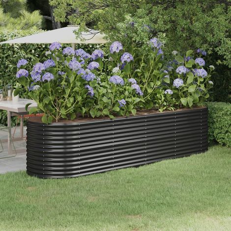 Jardinière Acier enduit de poudre 296x80x68 cm Anthracite (1/5)