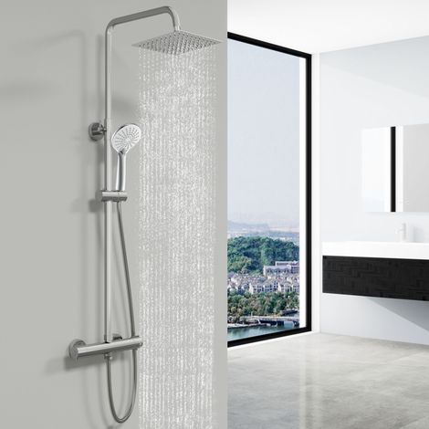 Sky Bathroom Thermostatic Chorme Square Mixer Shower With Dual Head Handset