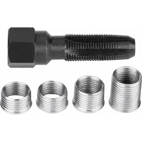 Kit de réparation bougies d'allumage 14 mm – 5 pièces en acier au carbone – Pour filetages endommagés – Outil mécanicien professionnel