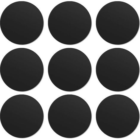 9 Pièces Plaque Metallique Telephone (9 Rondes) avec Adhésif pour Support Téléphone Voiture Magnétique/Aimant Telephone Voiture et Autres Produits Aimanté, Noir (1/5)