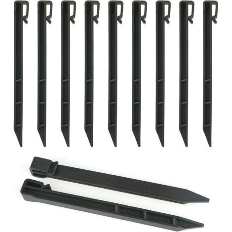 Lot de 12 piquets d'ancrage en plastique 25 cm – Bordure de jardin noire – Pour maintien de planches et délimitation espaces extérieurs (1/5)