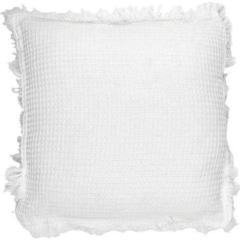 Coussin Déco Déhoussable "Gaufré" 40x40cm Ivoire (1/4)