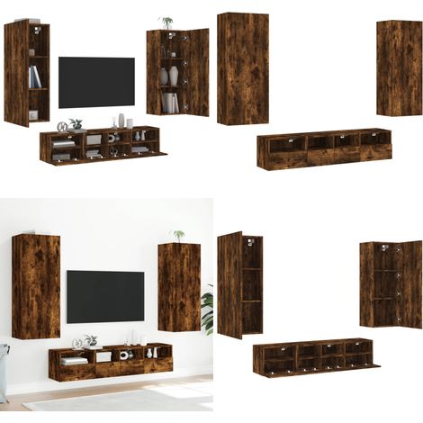 5-tlg. Wohnwand Räuchereiche Holzwerkstoff - TV-Schrank - Holzwerkstoff (1/5)