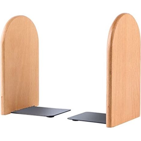 Paire de serre-livres en bois - Support de livre - Serre-livres - Pour le bureau - Antidérapant - Kaki (1/5)