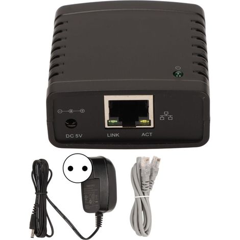 Trywise Serveur d'impression USB TCP IP LPR 10Mbps 100Mbps, Port LAN RJ45 Standard, extension sans fil, partage 100-240V, prise ue (1/4)