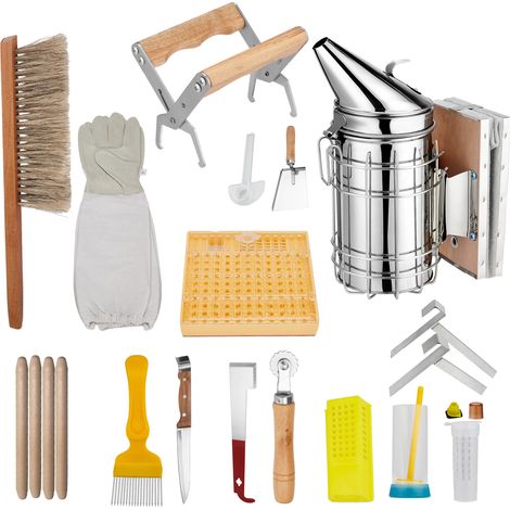 15 Pièces, Ensemble d'Outils De Ruche Queen Catcher J Hook Hive Brush, Kit de Démarrage p
